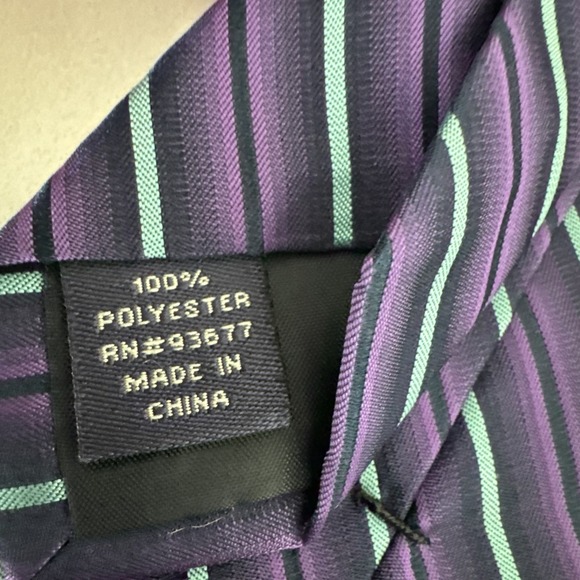 Stafford Tailored Culture Men's Purple Silk Striped Tie Polyester Necktie - Picture 3 of 4